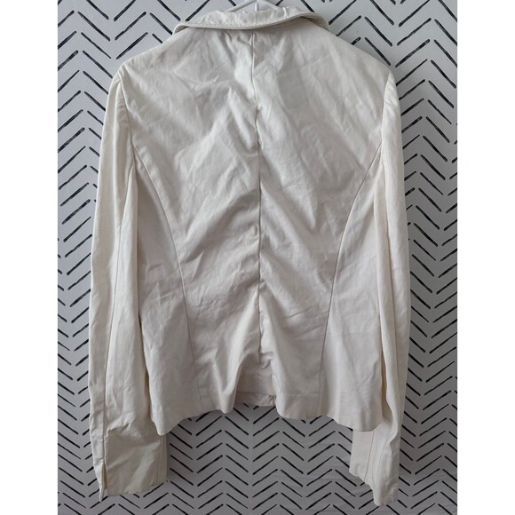 Nina McLemore Cream Open Blazer Jacket Cotton Nylon Stretch Size 12 Classic - Picture 2 of 7